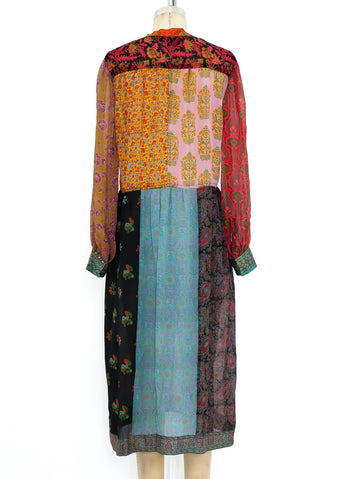Judith Ann Patchwork Scarf Printed Silk Dress
