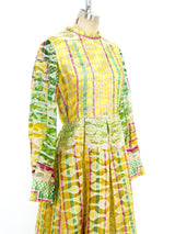 Metallic Multicolor Citrus Pleated Gown Dress arcadeshops.com