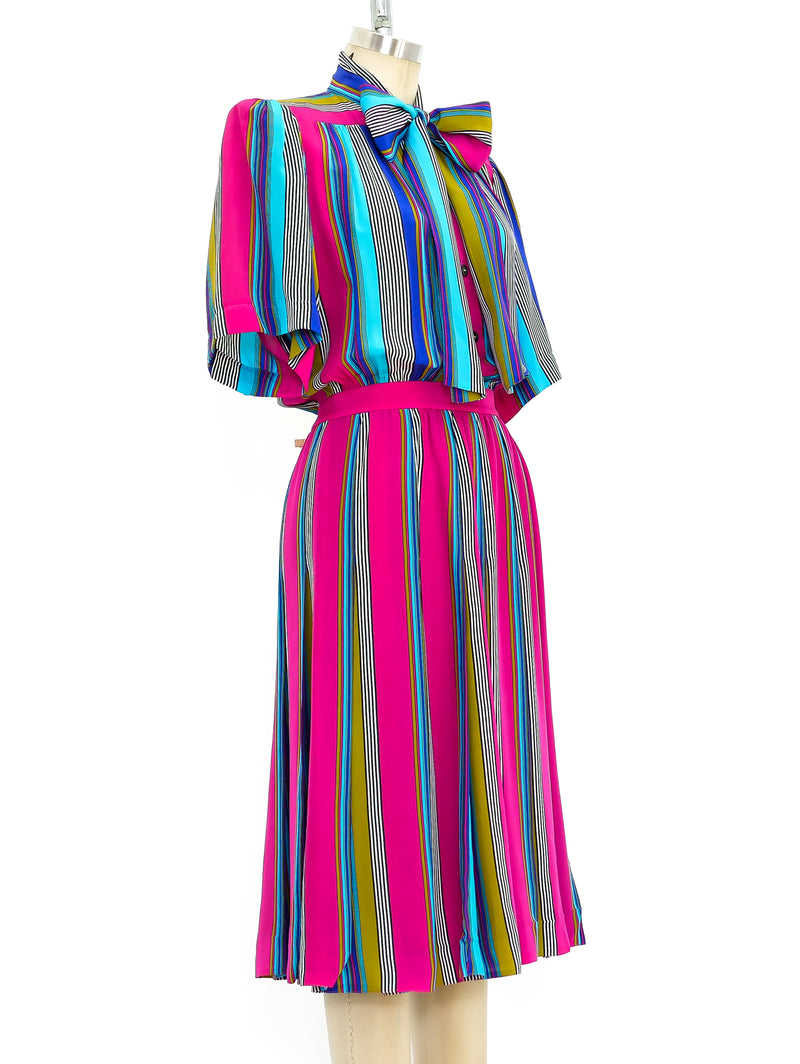 Yves Saint Laurent Multicolor Striped Silk Dress Dress arcadeshops.com