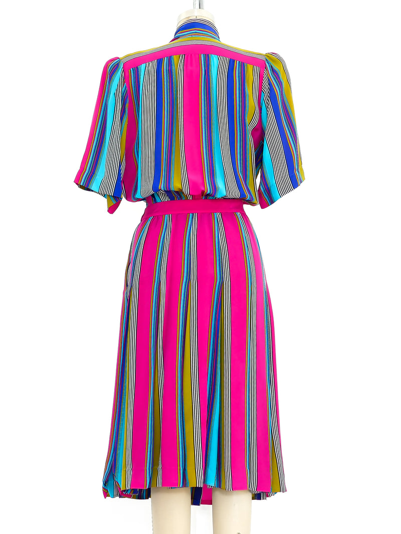 Yves Saint Laurent Multicolor Striped Silk Dress Dress arcadeshops.com