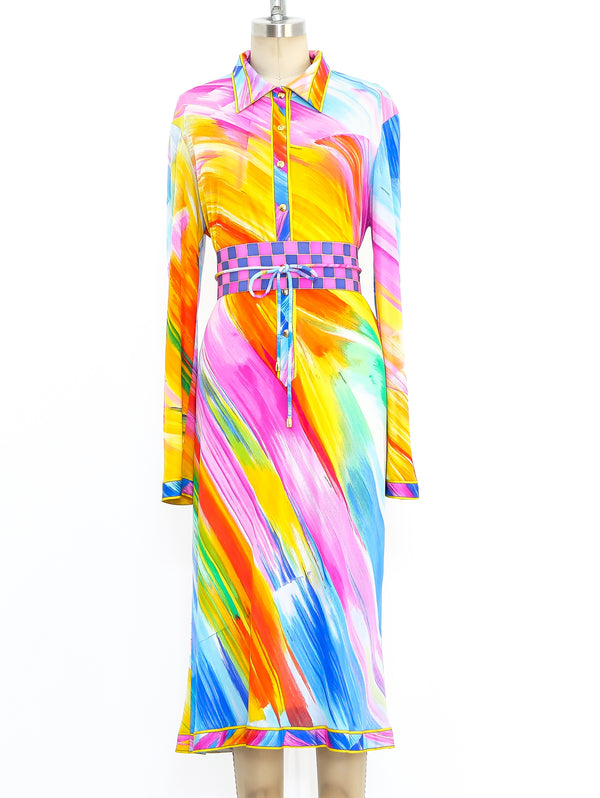 Leonard Paris Belted Neon Print Dress Dress arcadeshops.com