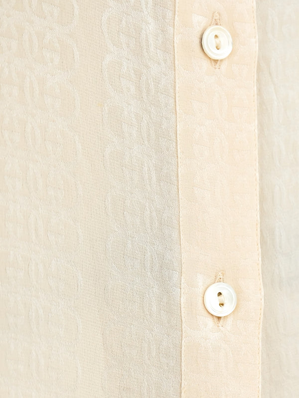 Gucci Ivory Silk Logo Jacquard Top Top arcadeshops.com