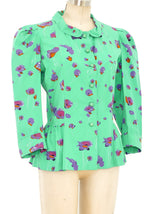 Yves Saint Laurent Puff Sleeve Pansy Print Jacket Jacket arcadeshops.com