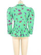 Yves Saint Laurent Puff Sleeve Pansy Print Jacket Jacket arcadeshops.com