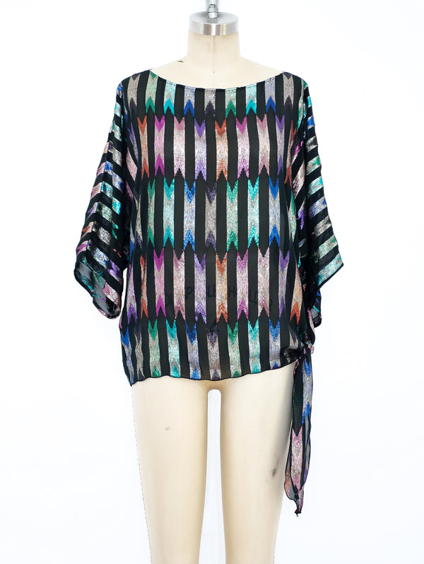 Metallic Rainbow Lame Striped Top Top arcadeshops.com