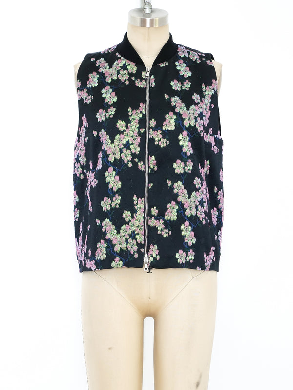 Dries Van Noten Metallic Cherry Blossom Brocade Vest Jacket arcadeshops.com