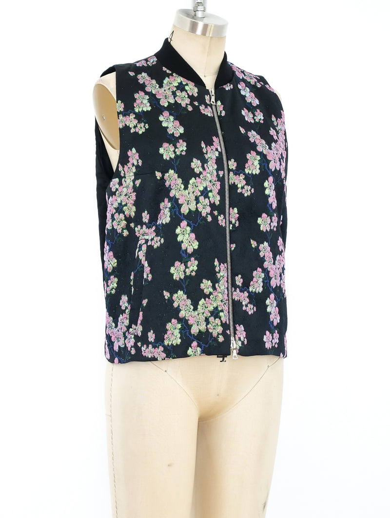 Dries Van Noten Metallic Cherry Blossom Brocade Vest Jacket arcadeshops.com