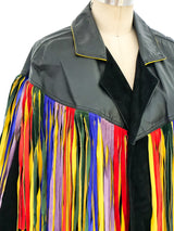 Rainbow Fringe Leather Jacket Jacket arcadeshops.com