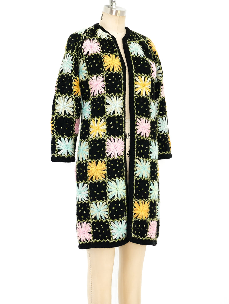 1960's Floral Knit Cardigan Jacket arcadeshops.com