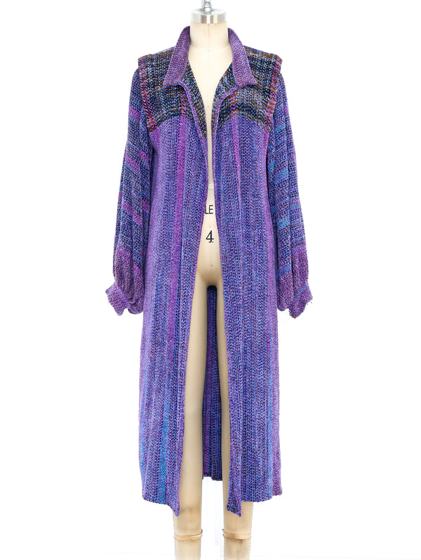 Hand Knit Lavender Chenille Duster Jacket arcadeshops.com