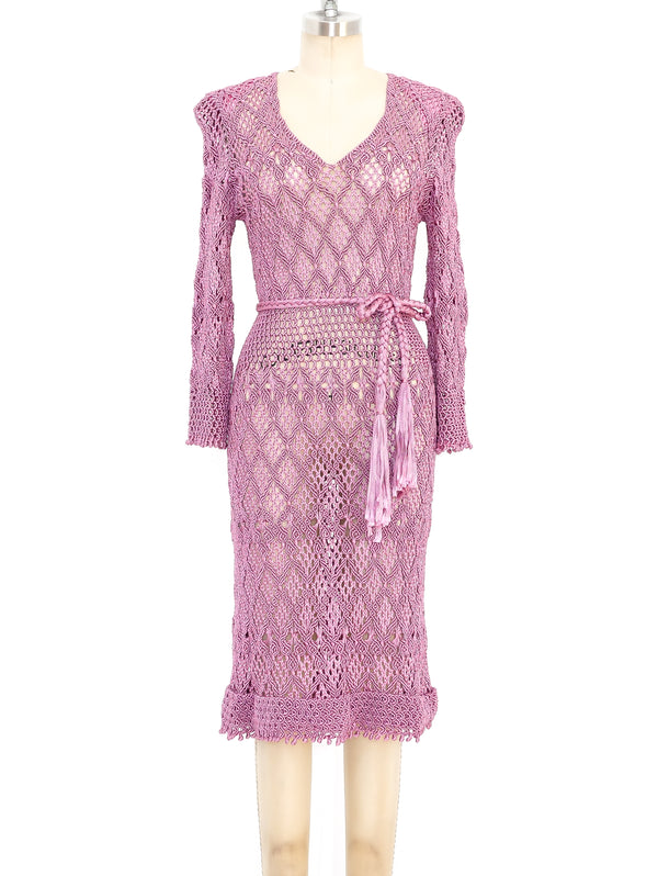 1970's Dusty Rose Macrame Dress Dress arcadeshops.com