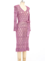 1970's Dusty Rose Macrame Dress Dress arcadeshops.com