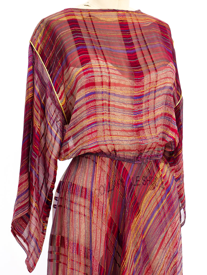 Multicolor Striped Silk Chiffon Dress Dress arcadeshops.com