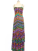 Floral Jersey Maxi Dress with Ruffled Hem Dress arcadeshops.com