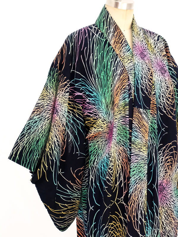 Rainbow Chrysanthemum Cotton Kimono Jacket arcadeshops.com