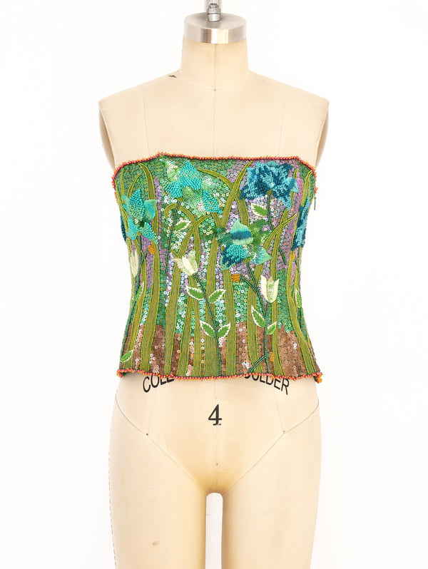 Louis Feraud Flower Embellished Bustier  arcadeshops.com