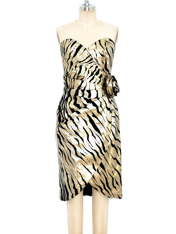 Metallic Gold Tiger Bustier Dress  arcadeshops.com