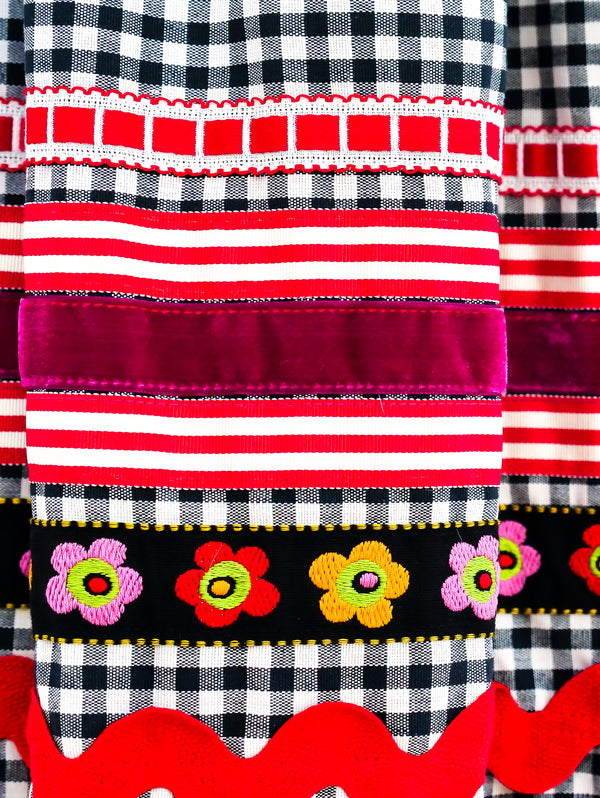 Ribbon Embellished Gingham Dress  arcadeshops.com