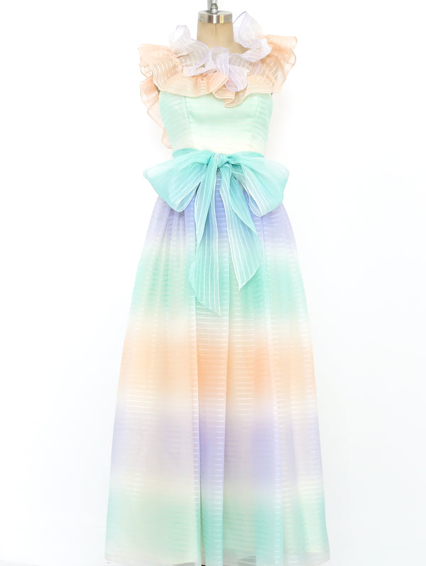 Ombre Pastel Ruffle Gown  arcadeshops.com