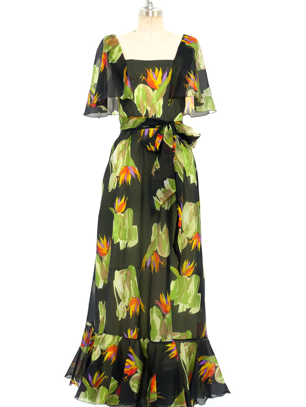 Watercolor Floral Ruffle Dress  arcadeshops.com