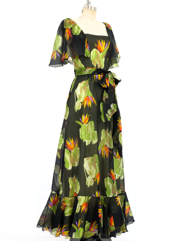 Watercolor Floral Ruffle Dress  arcadeshops.com