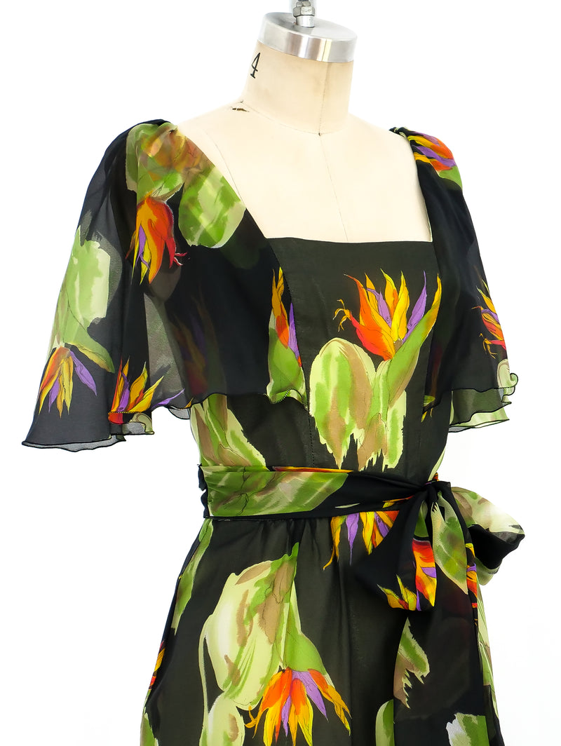 Watercolor Floral Ruffle Dress  arcadeshops.com