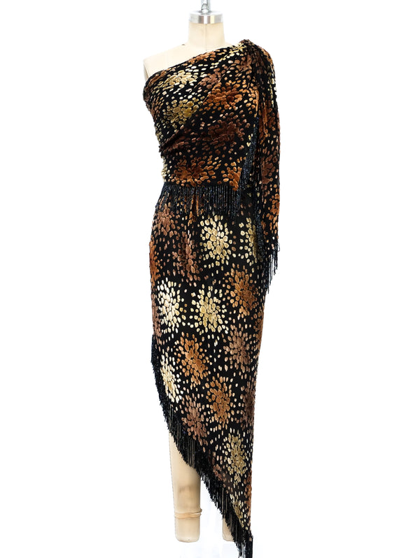 Fiandaca Devore Velvet Fringed Gown  arcadeshops.com