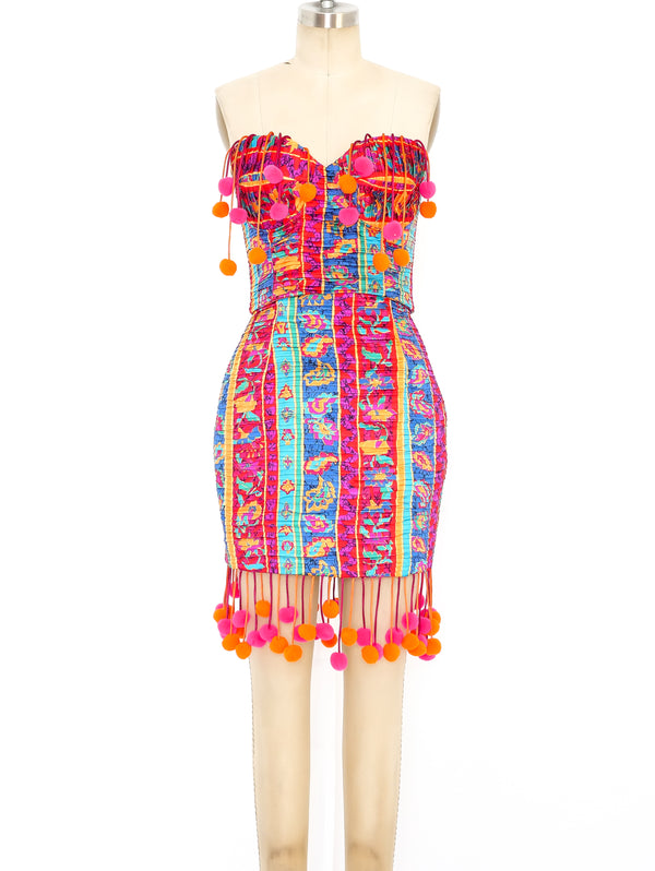 Pom Pom Embellished Bustier Ensemble  arcadeshops.com