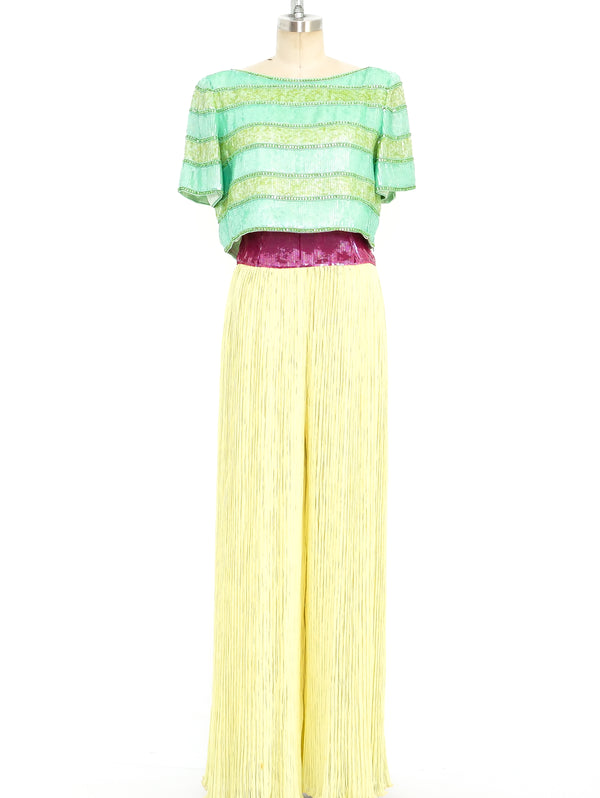 Pastel Colorblock Sequin Embellished Palazzo Ensemble  arcadeshops.com