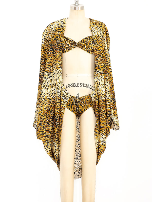 Norma Kamali Leopard Printed Bikini with Coverup  arcadeshops.com