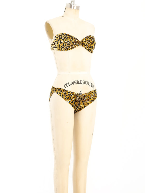 Norma Kamali Leopard Printed Bikini with Coverup  arcadeshops.com