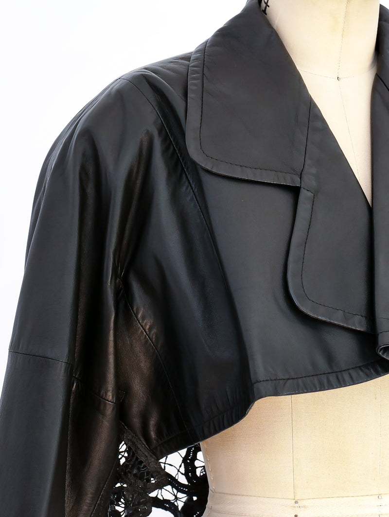 Gianfranco Ferre Leather Lace Cropped Jacket  arcadeshops.com