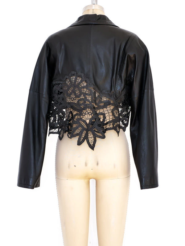 Gianfranco Ferre Leather Lace Cropped Jacket  arcadeshops.com