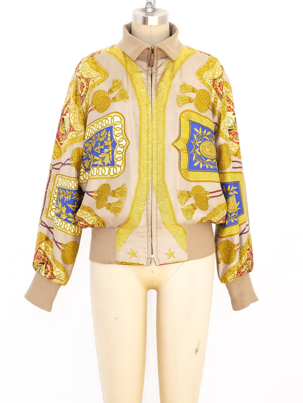 Hermes Scarf Print Reversible Bomber  arcadeshops.com