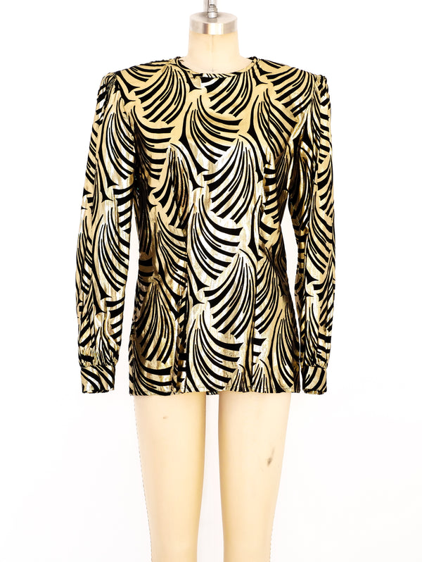 Graphic Gold Lame Top  arcadeshops.com