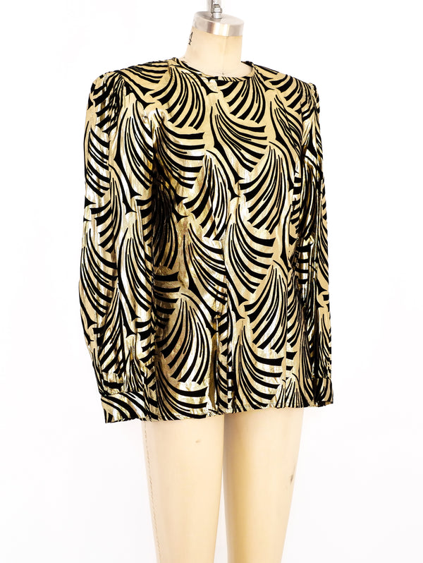 Graphic Gold Lame Top  arcadeshops.com