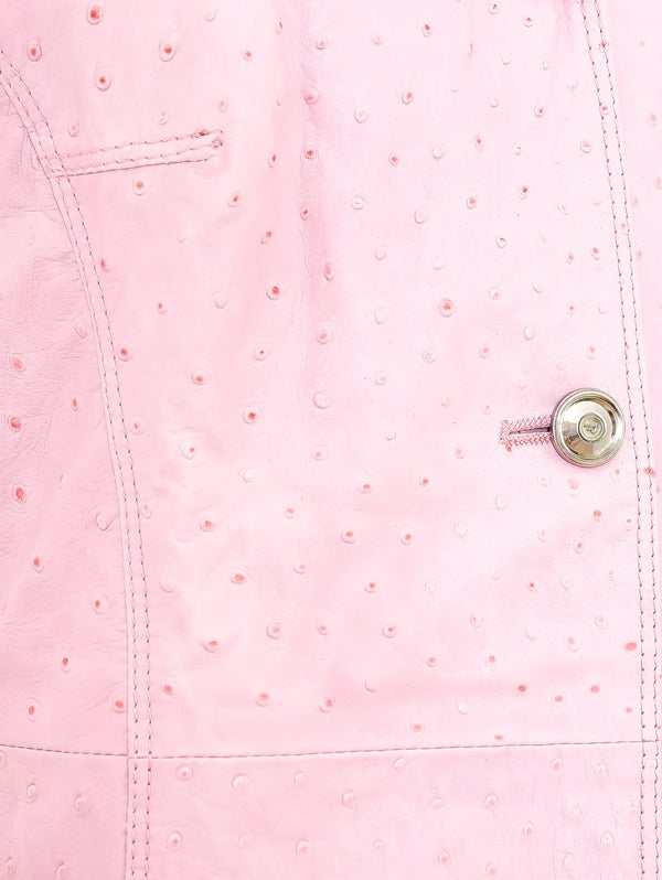 Gianfranco Ferre Ostrich Embossed Leather Sleeveless Jacket  arcadeshops.com