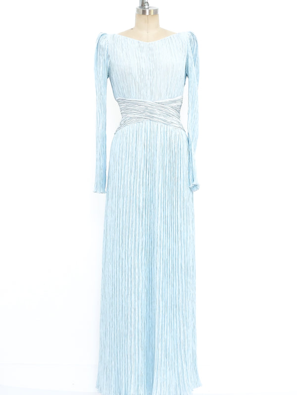 Mary McFadden Baby Blue Plisse Column Dress  arcadeshops.com
