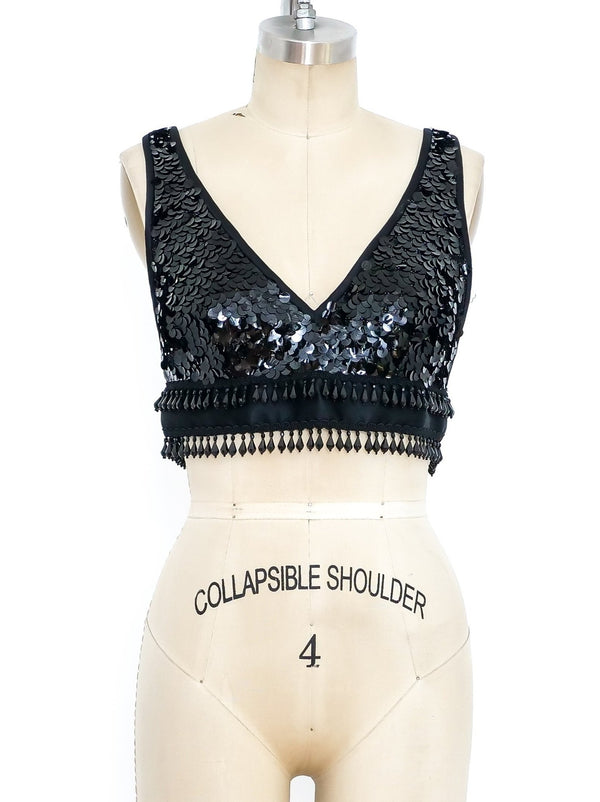 Yves Saint Laurent Fringed Sequin Bralette Top arcadeshops.com