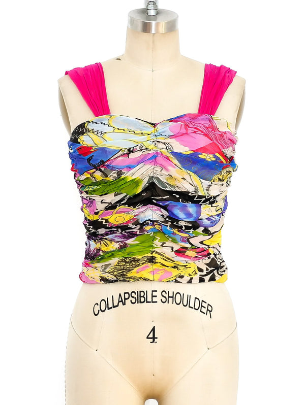 Christian Lacroix Printed Silk Bustier Top Top arcadeshops.com