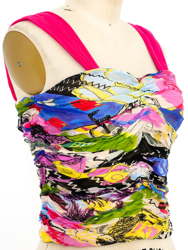 Christian Lacroix Printed Silk Bustier Top Top arcadeshops.com