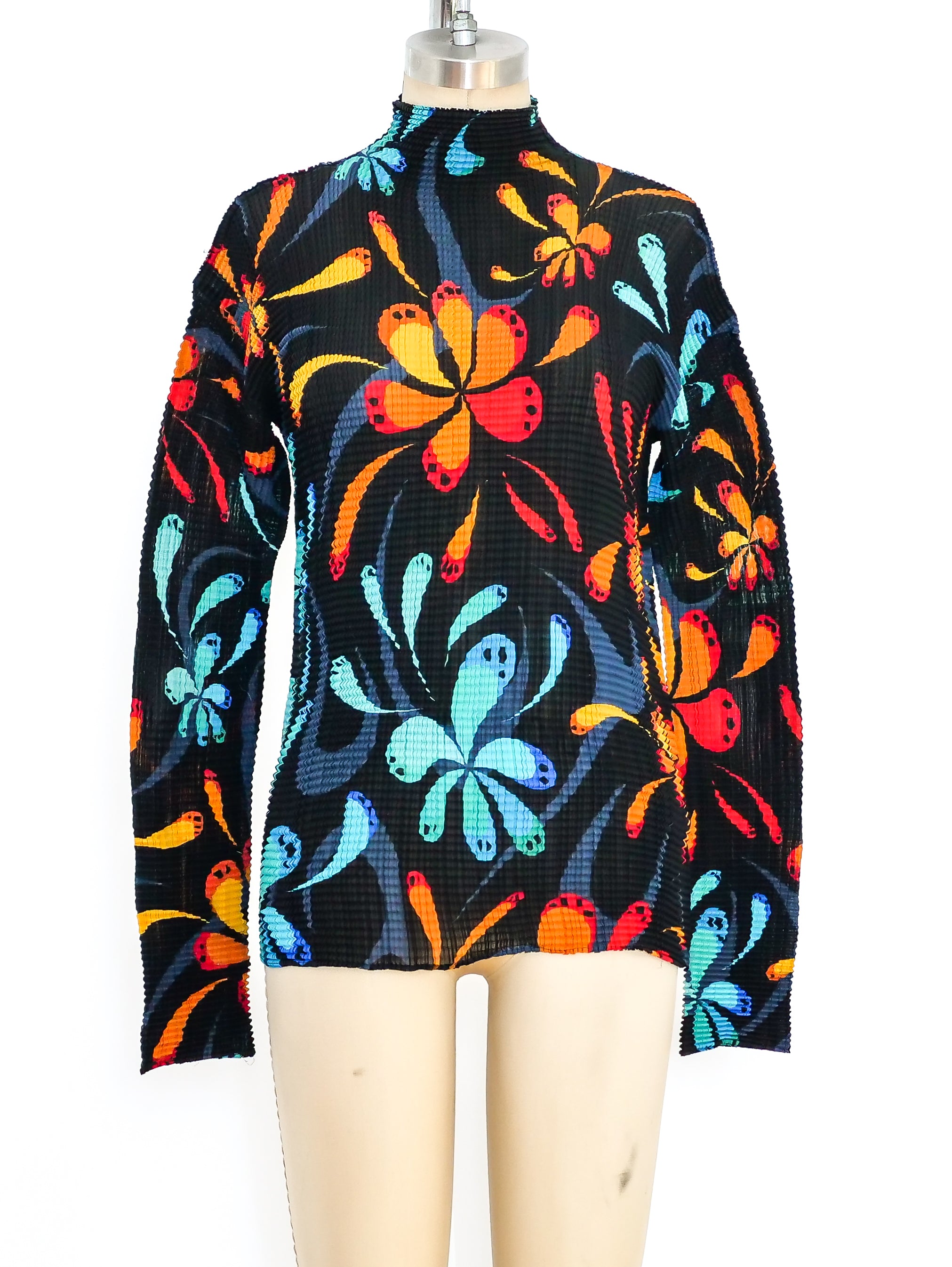 47408　ISSEY MIYAKE　カットソー Issey Miyake Floral Pleated Top