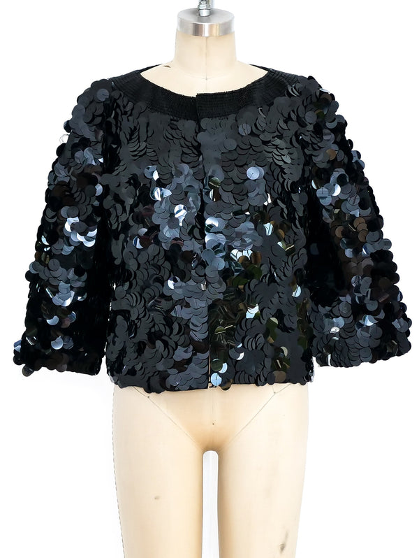 Black Sequin Cropped Jacket Jacket arcadeshops.com
