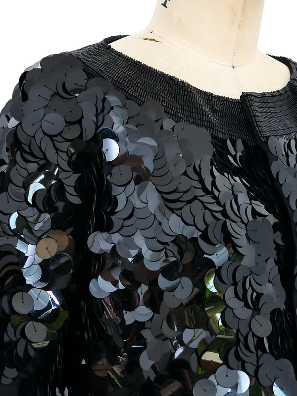 Black Sequin Cropped Jacket Jacket arcadeshops.com
