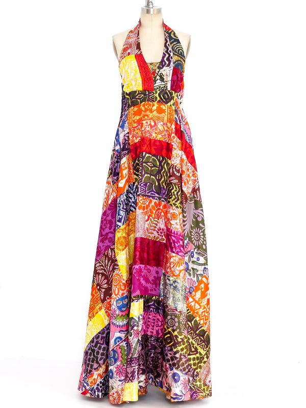 Patchwork Batik Halter Dress Dress arcadeshops.com
