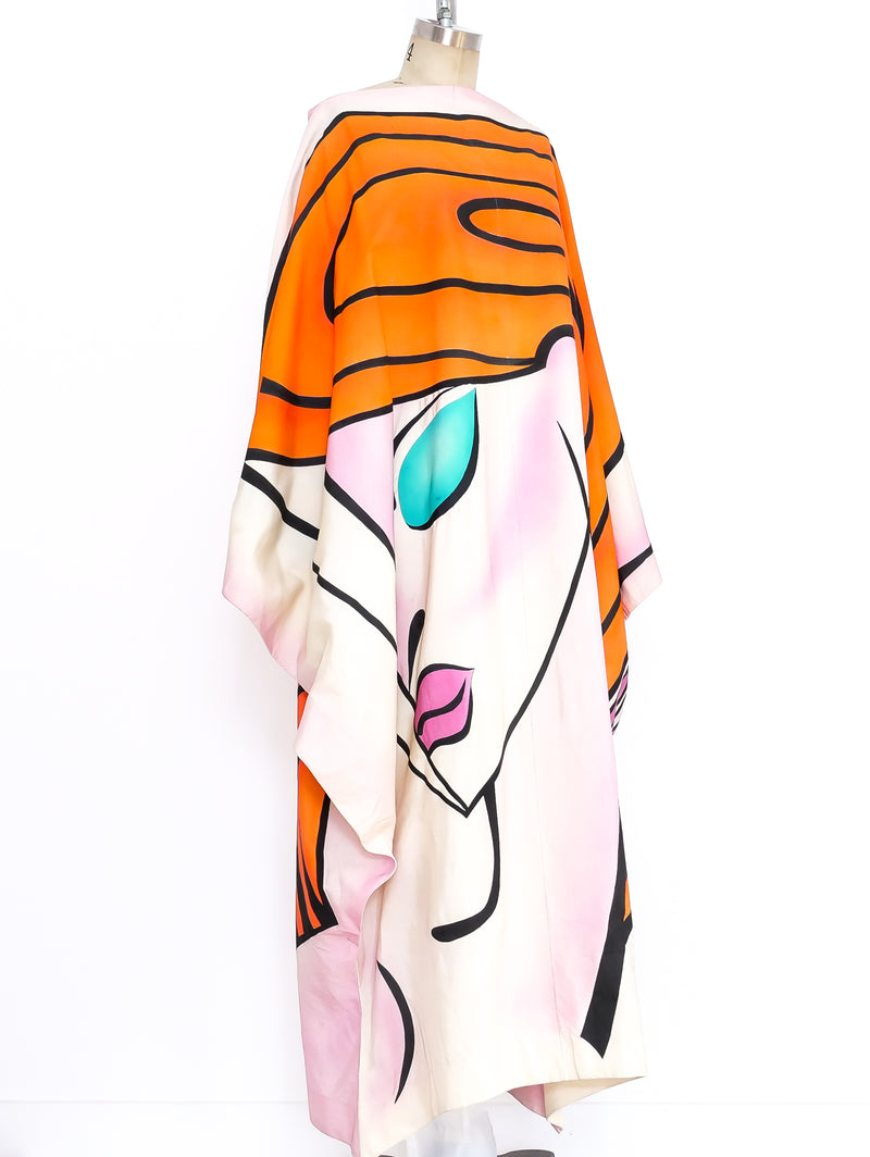 Hand Painted Art to Wear Face Caftan Dress arcadeshops.com