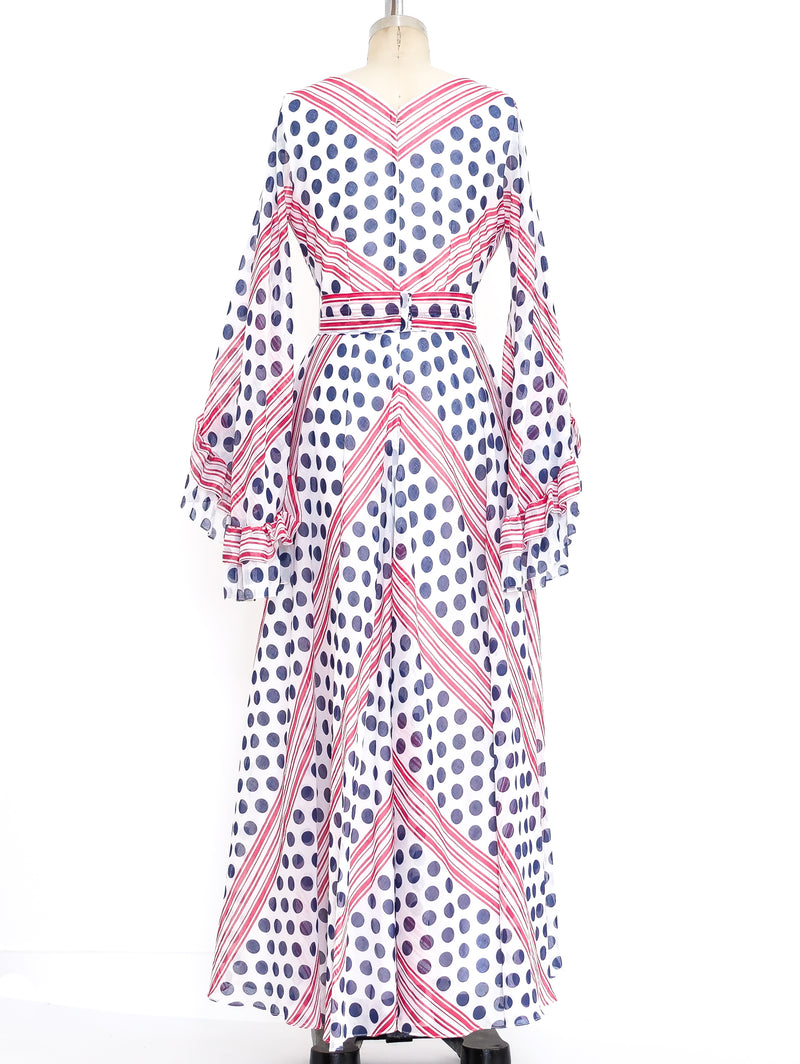 Polka Dot Bell Sleeve Gown Dress arcadeshops.com