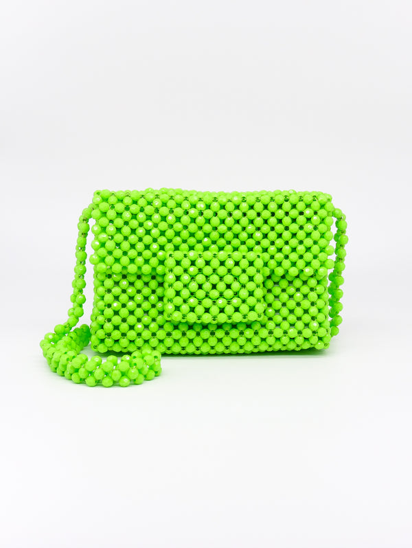 1960's Neon Green Plastic Beaded Shoulder Bag  arcadeshops.com