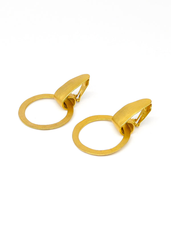 Matte Goldtone Hoop Earrings  arcadeshops.com