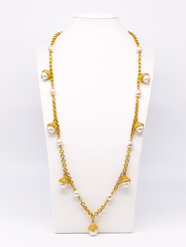 Givenchy Faux Pearl Acorn Charm Necklace  arcadeshops.com